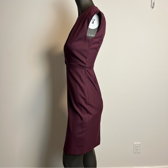 ⚪️ 🐑 J Crew / wool v neck midi dress burgundy wine 00 - Picture 9 of 11